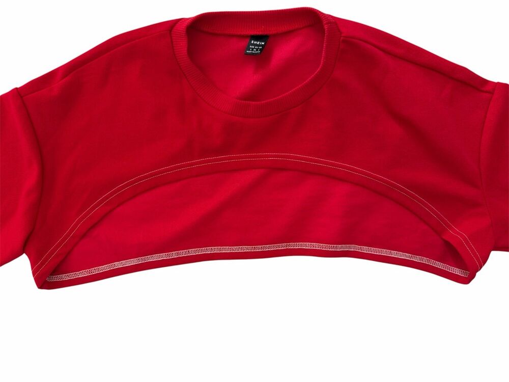 Red Gothic Lettering Extreme Crop Pullover Size S - Picture 5 of 9